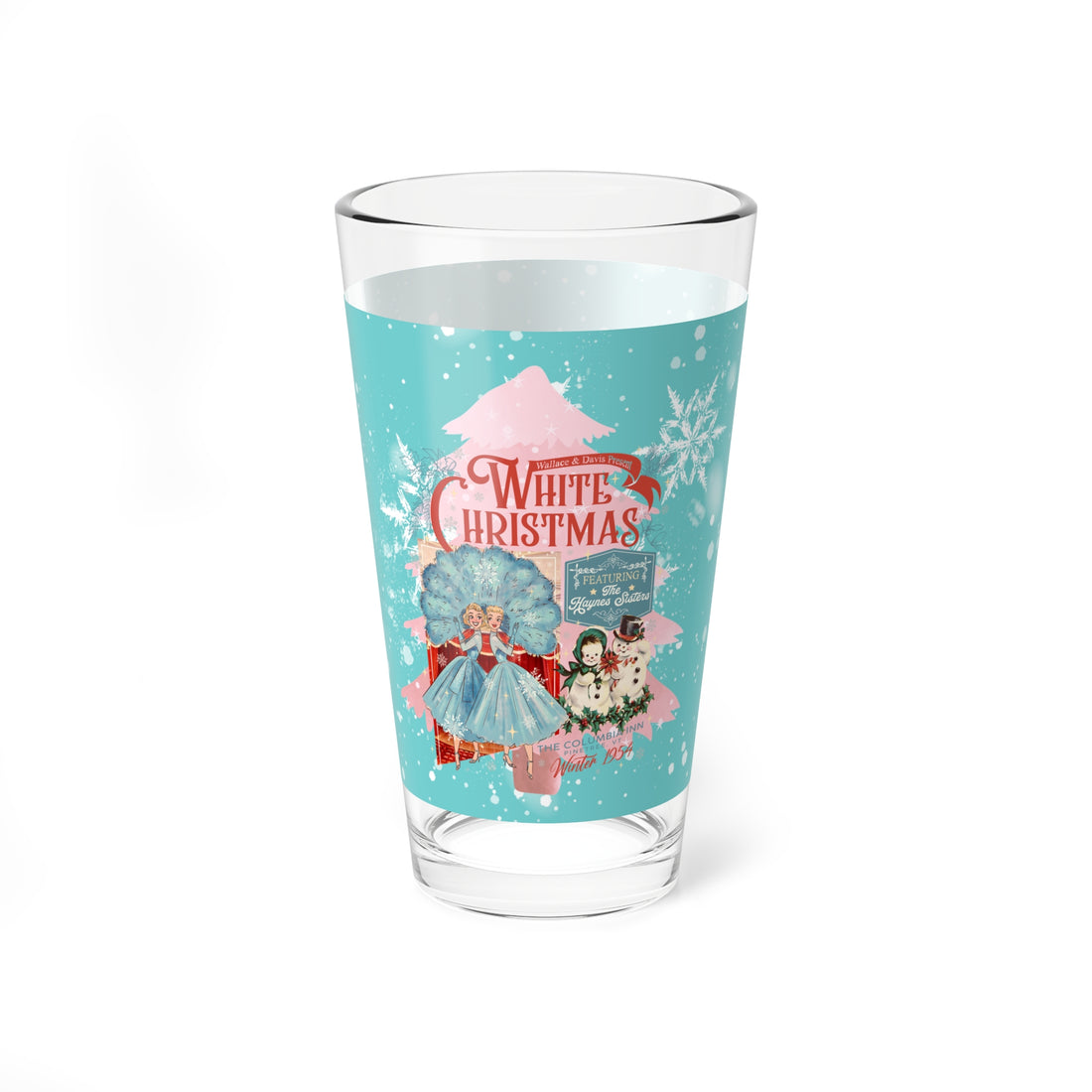 White Christmas Wallace And Davis Festive Mixing, Drinking Glass - 16oz &