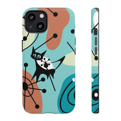 Atomic Kittie, Mid Century Modern Geometric Amoeba Retro Smart PhoneTough Phone
