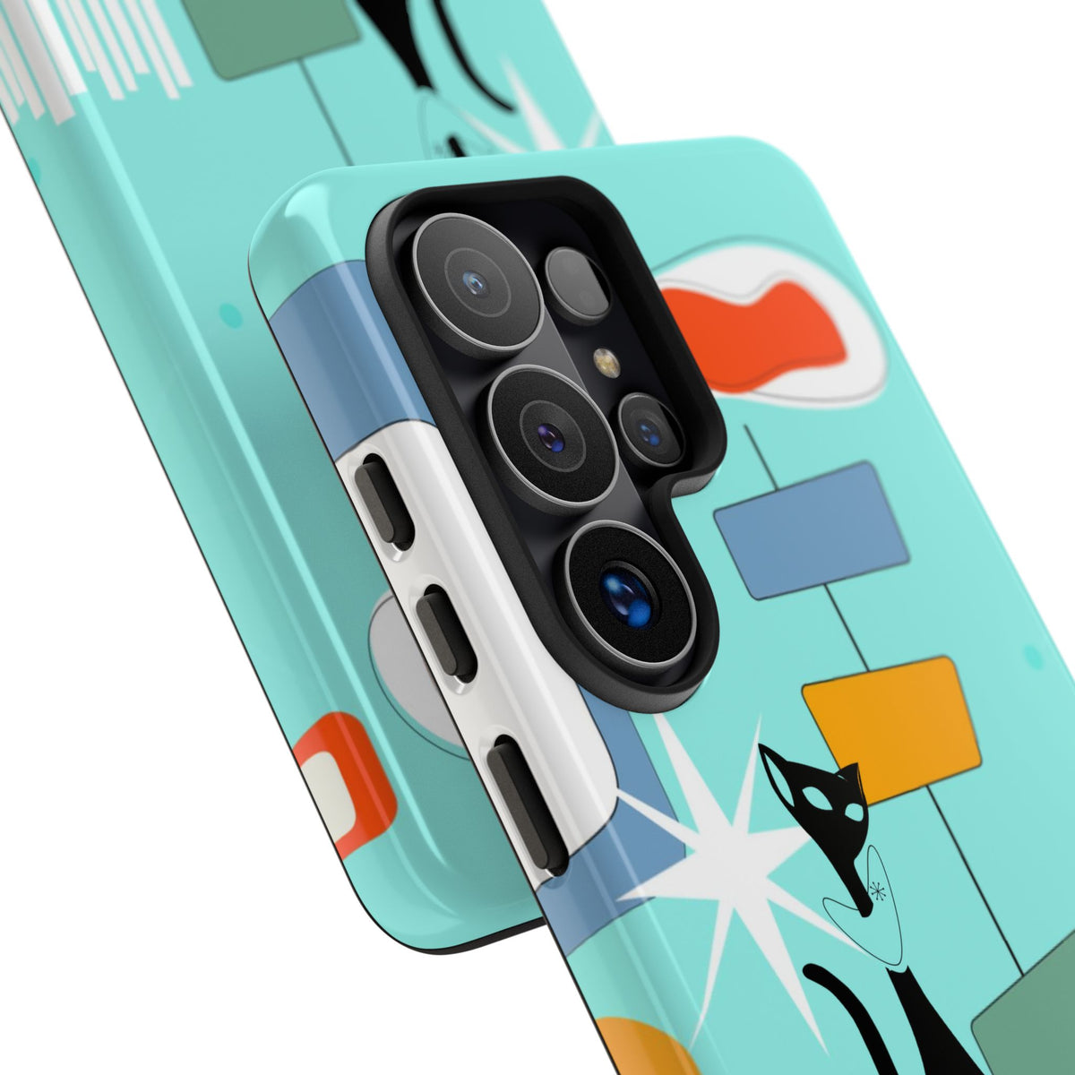 Atomic Cat, Mid Mod Aqua Blue, Geometric, Samsung, Google Pixel, Apple iPhone Tough Cases