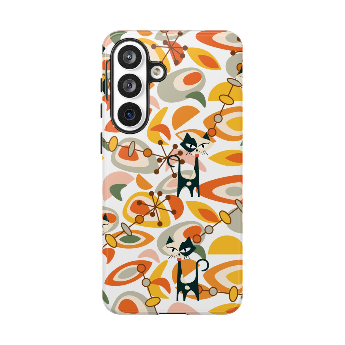 Atomic Cat Mid Mod Orange, Yellow, Groovy Cat Smart Phone Tough Cases