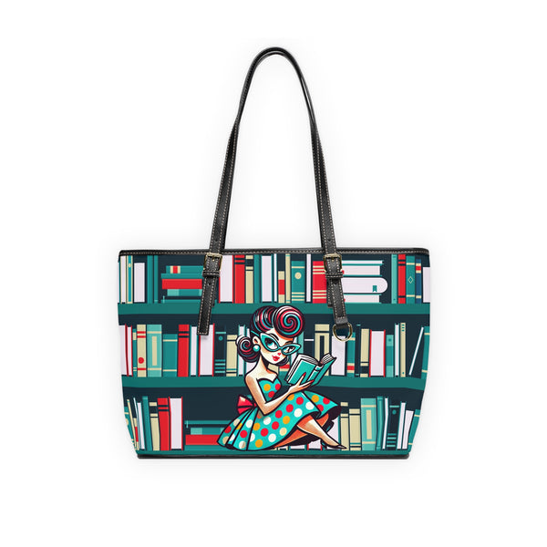 Book Lover Retro Gal Kitschy Shoulder Bag - Stylish Tote with Reading Design