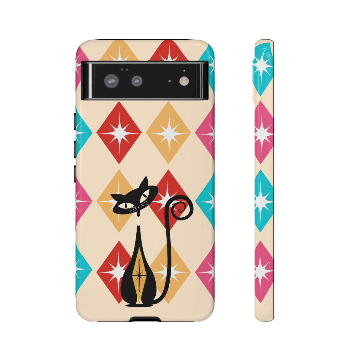 Mid Century Modern Atomic Cat, Atomic 50s Diamonds Retro Phone Tough Cases
