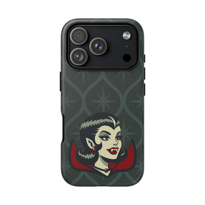 Vampire Dracula Girl Halloween Goth Horror Buff MCM Green Tough Phone Case
