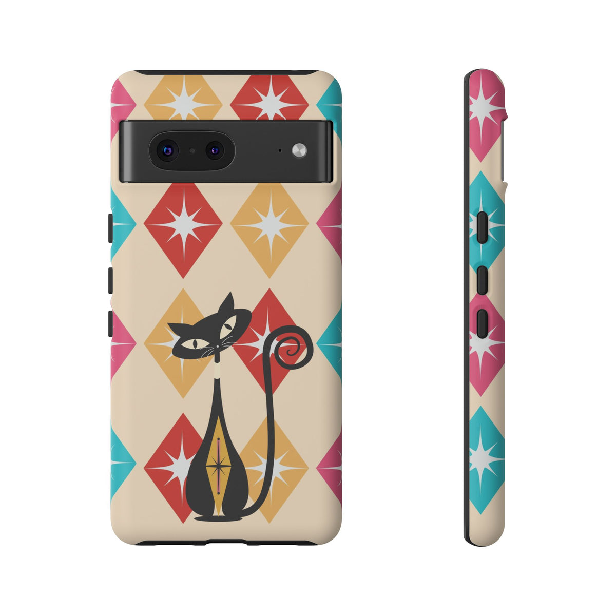 Mid Century Modern Atomic Cat, Atomic 50s Diamonds Retro Phone Tough Cases