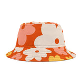 Retro 70s Flower Power  Floral Bucket Hat - Vibrant Summer Style for Festivals and Casual Outings - Mid Century Modern Gal