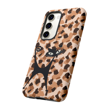 Mid Century Modern Atomic Cat, Animal Print Kitschy Trendy Smart Phone Tough Cases