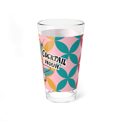 Atomic Cocktail Hour, Mid Mod Pink Poodle Retro Cocktail Mixing Glass - 16oz with Poodle Design - Mid Century Modern Gal