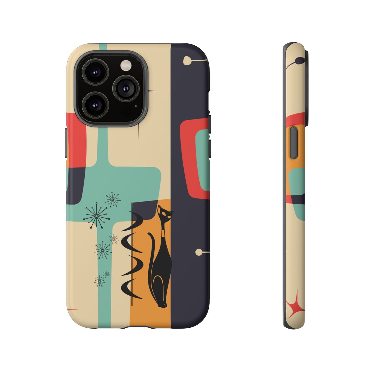 Mid Century Modern, Geometric, Atomic Cat Groovy Smart Phones Tough Phone Cases