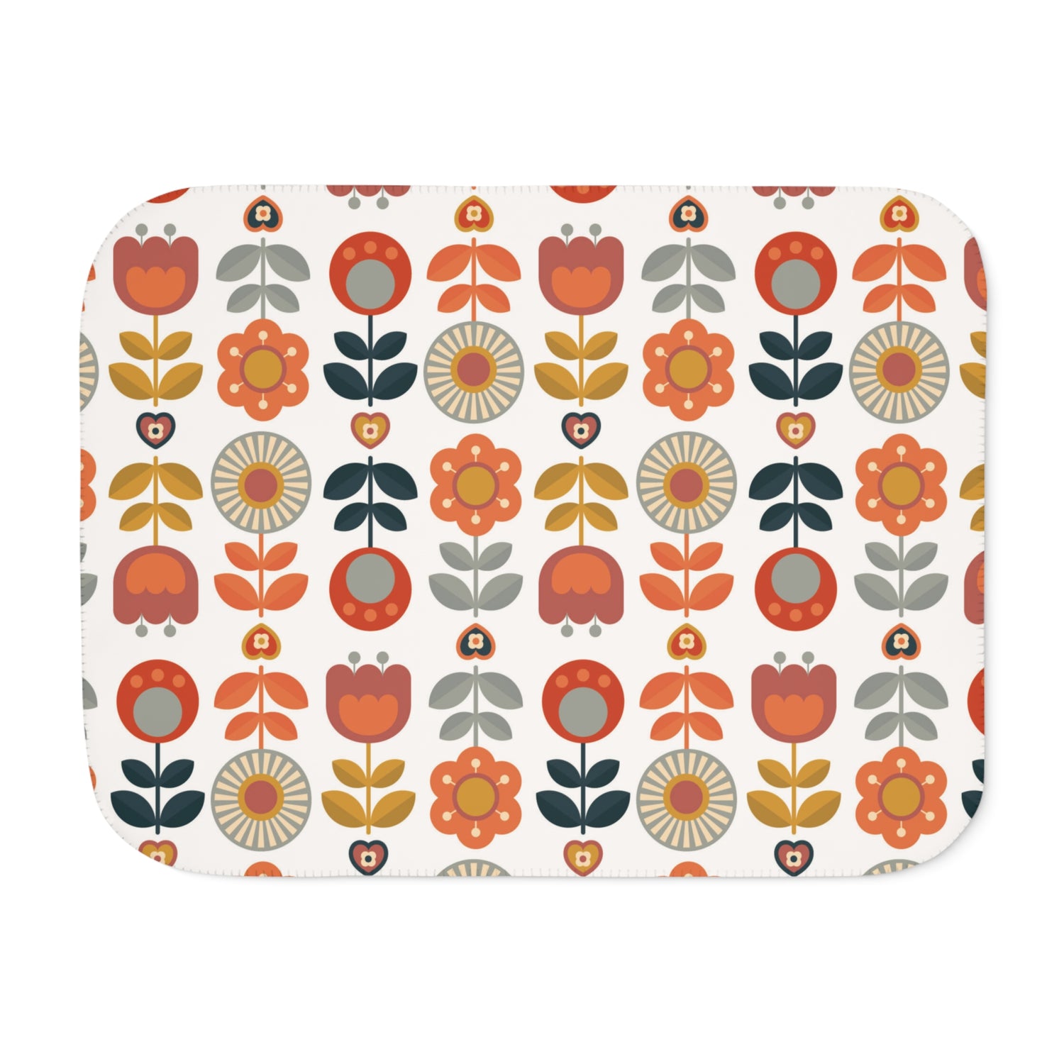 Scandinavian Modern Danish Mid Mod Floral Sherpa Blanket - Mid Century Modern Gal