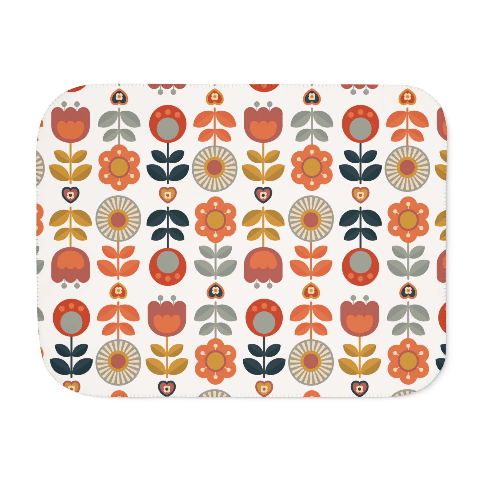 Scandinavian Modern Danish Mid Mod Floral Sherpa Blanket - Mid Century Modern Gal