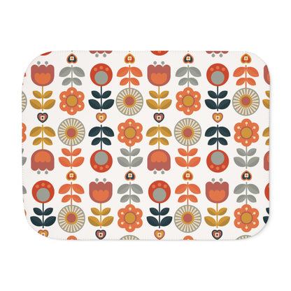 Scandinavian Modern Danish Mid Mod Floral Sherpa Blanket - Mid Century Modern Gal