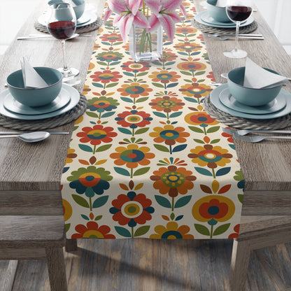 Mid Century Modern Scandinavian Floral Earth Tones Table Runner - Mid Century Modern Gal