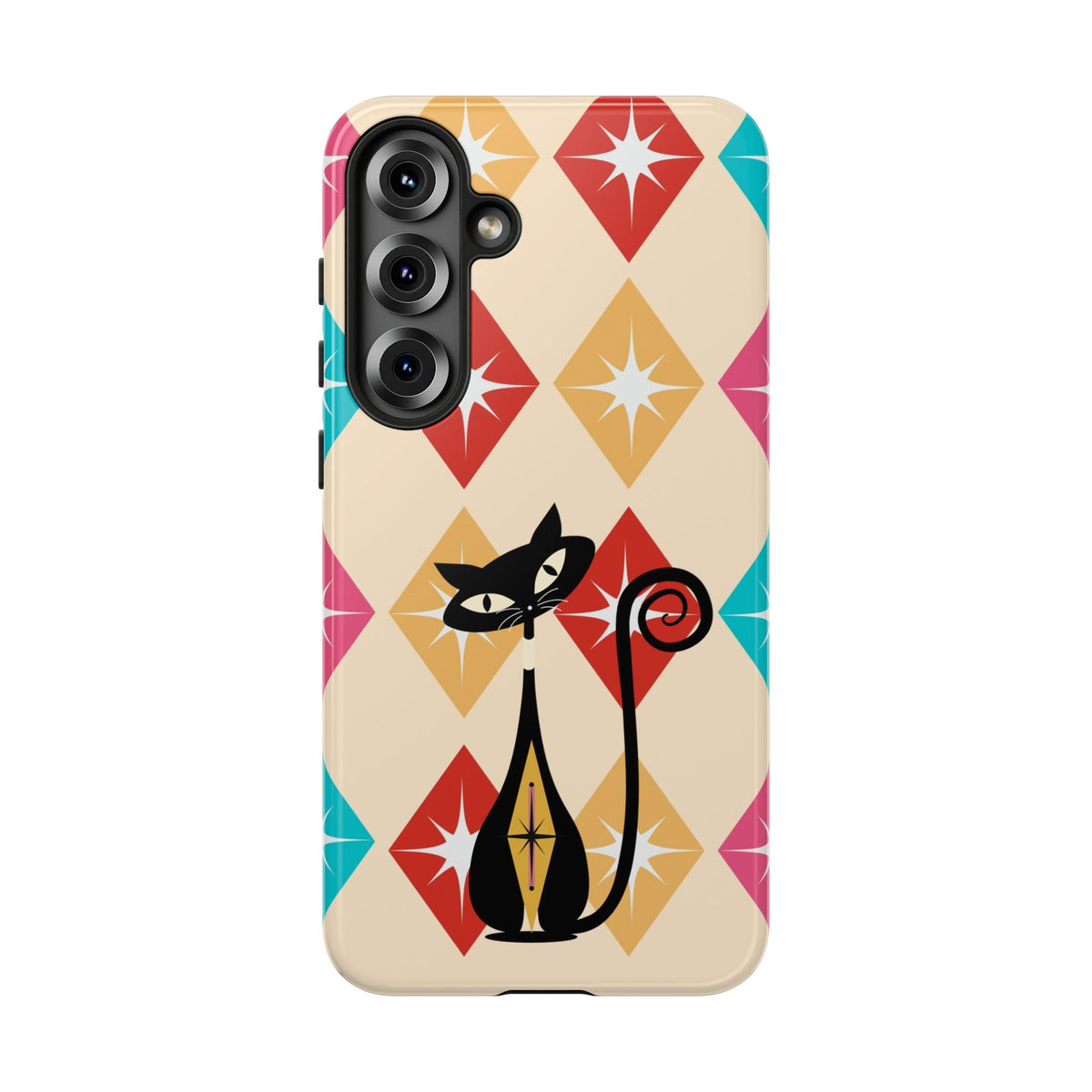 Mid Century Modern Atomic Cat, Atomic 50s Diamonds Retro Phone Tough Cases