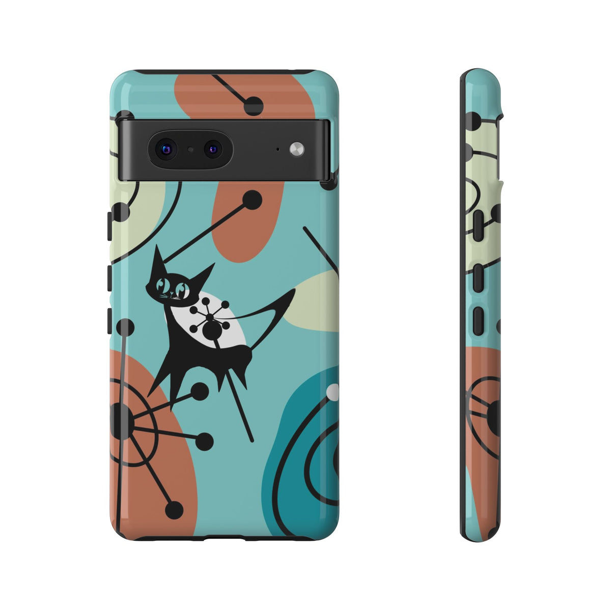 Atomic Kittie, Mid Century Modern Geometric Amoeba Retro Smart PhoneTough Phone