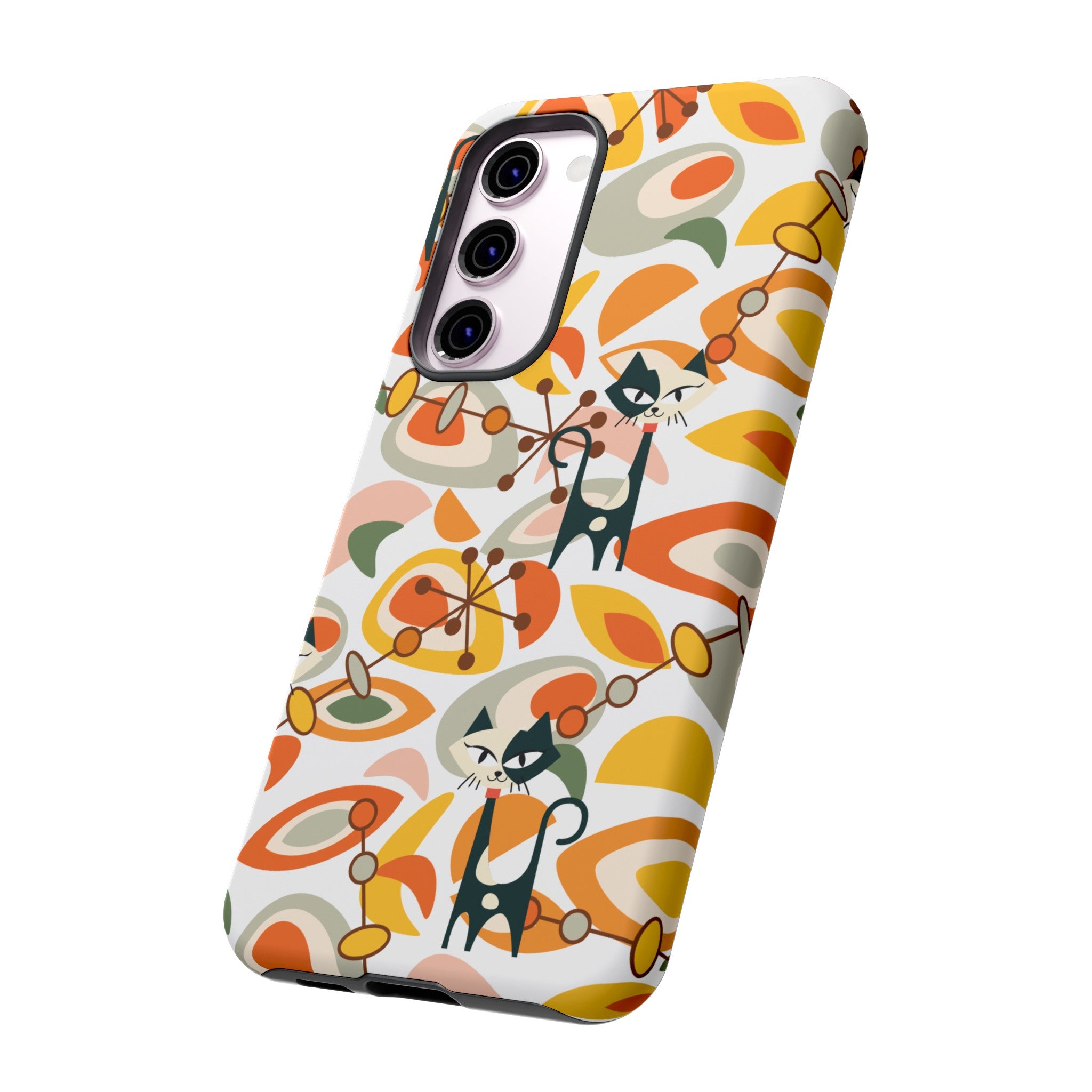 Atomic Cat Mid Mod Orange, Yellow, Groovy Cat Smart Phone Tough Cases