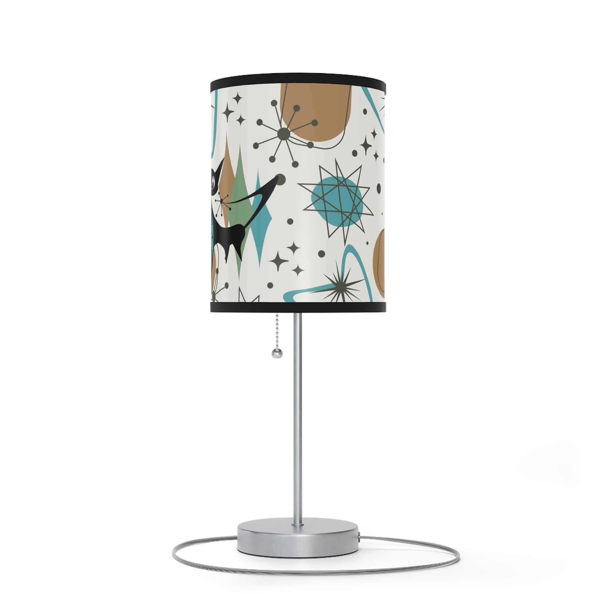 Mid Century Modern Table Lamp, Atomic Kitschy Cats, Starbursts Boomerang Themed Table Lamp - Mid Century Modern Gal