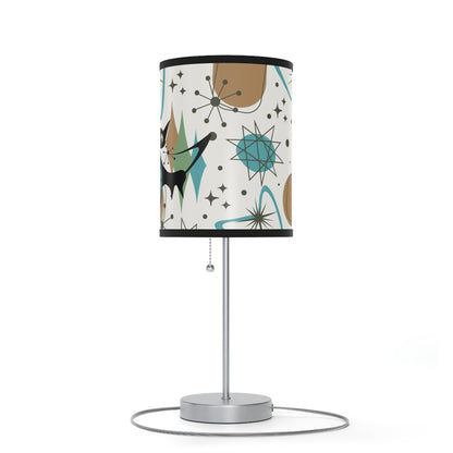 Mid Century Modern Table Lamp, Atomic Kitschy Cats, Starbursts Boomerang Themed Table Lamp - Mid Century Modern Gal