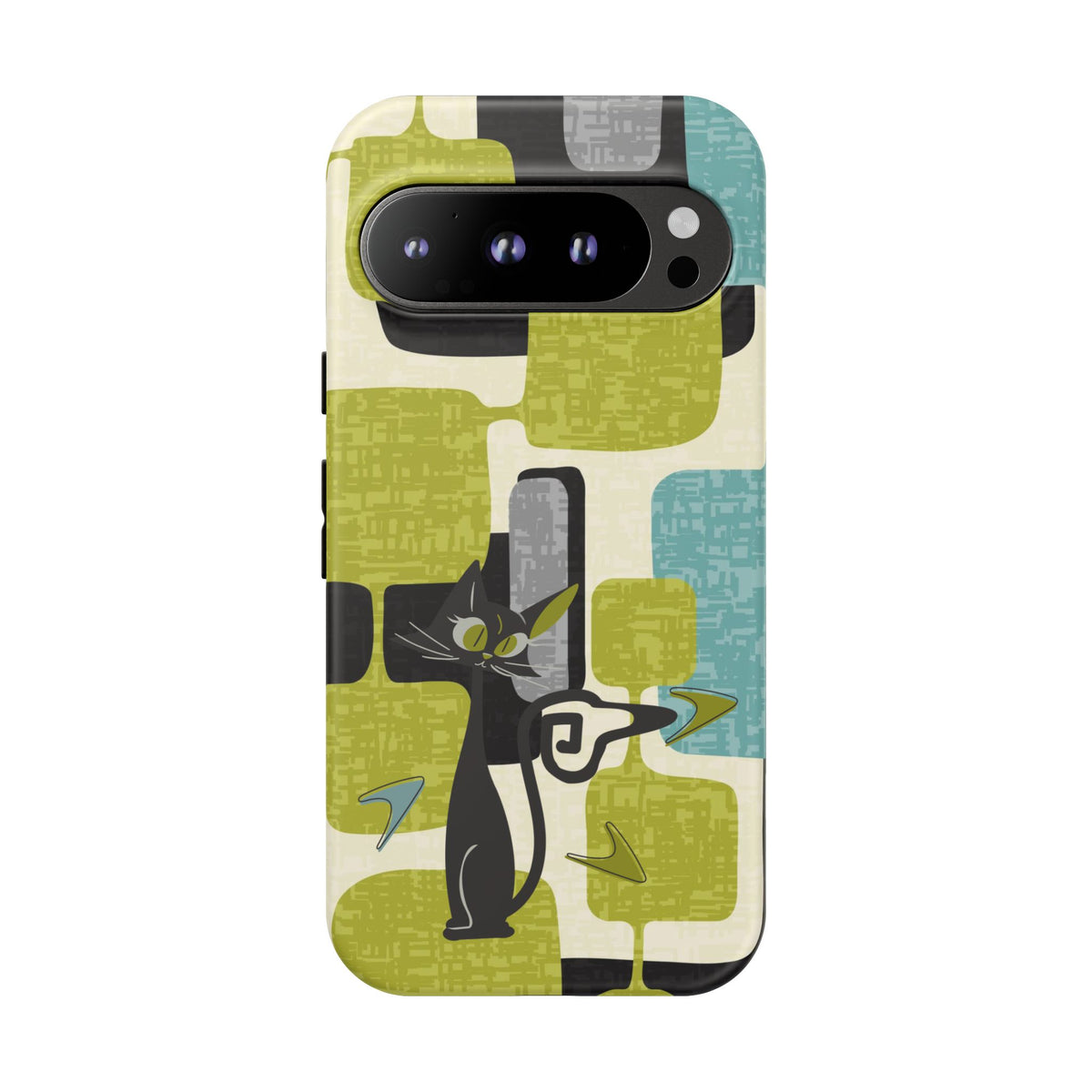 Mid Century Modern Geometric Kitschy Cat, Boomerang Retro Smart Phone Tough Cases