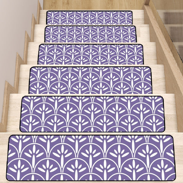 Art Deco Stair Tread Carpets |Lavender Purple Mid Century Modern Style Non Slip Carpet for Stairs Treads