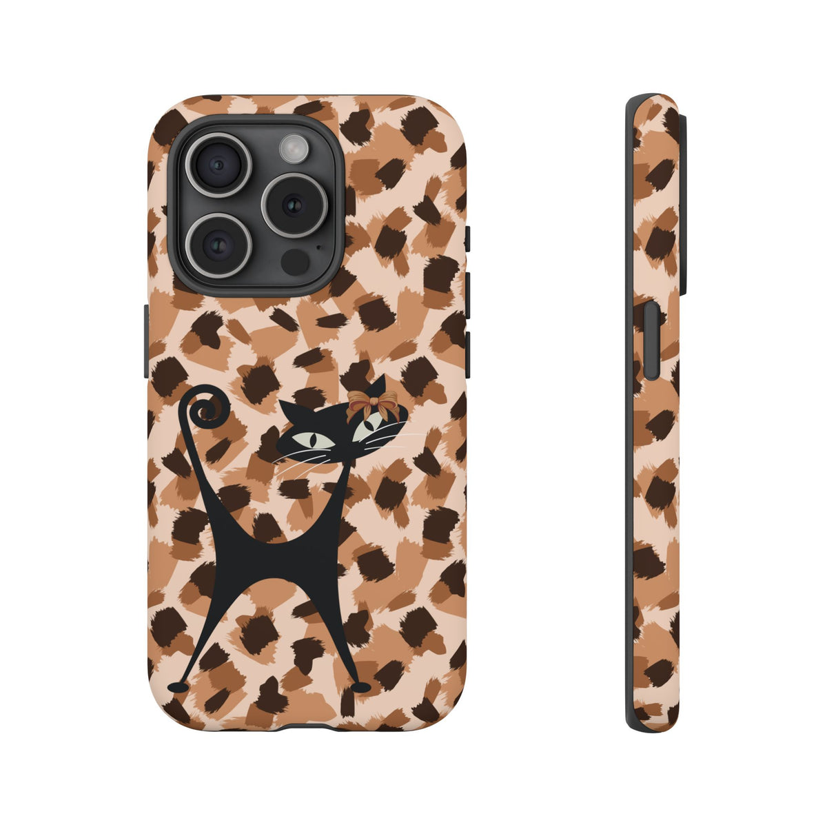Mid Century Modern Atomic Cat, Animal Print Kitschy Trendy Smart Phone Tough Cases