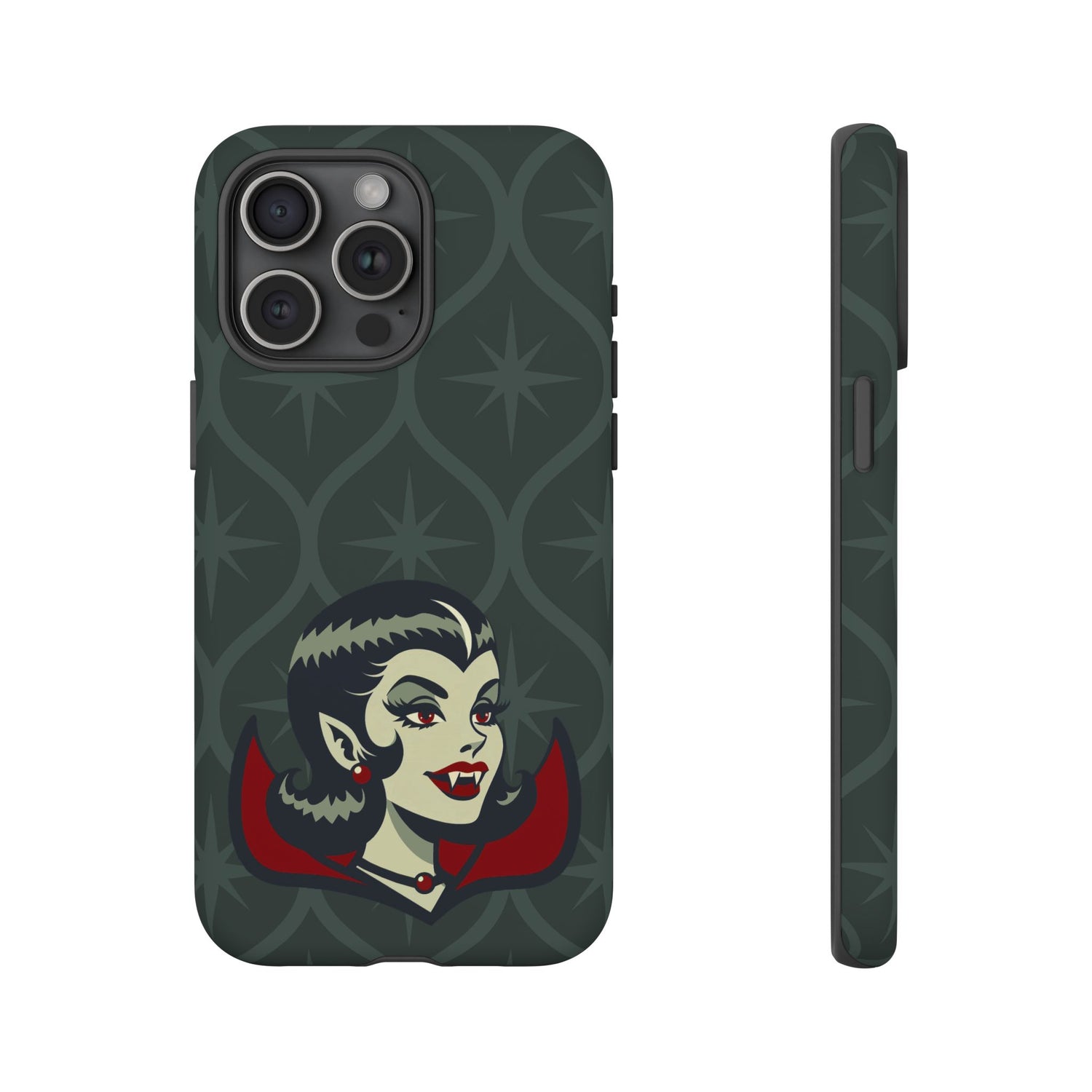Vampire Dracula Girl Halloween Goth Horror Buff MCM Green Tough Phone Case