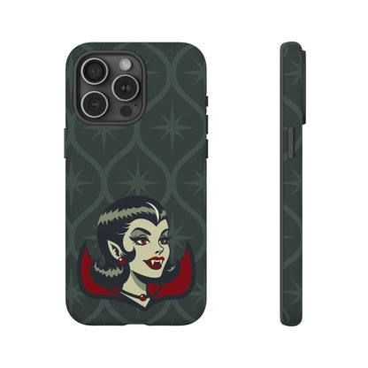 Vampire Dracula Girl Halloween Goth Horror Buff MCM Green Tough Phone Case