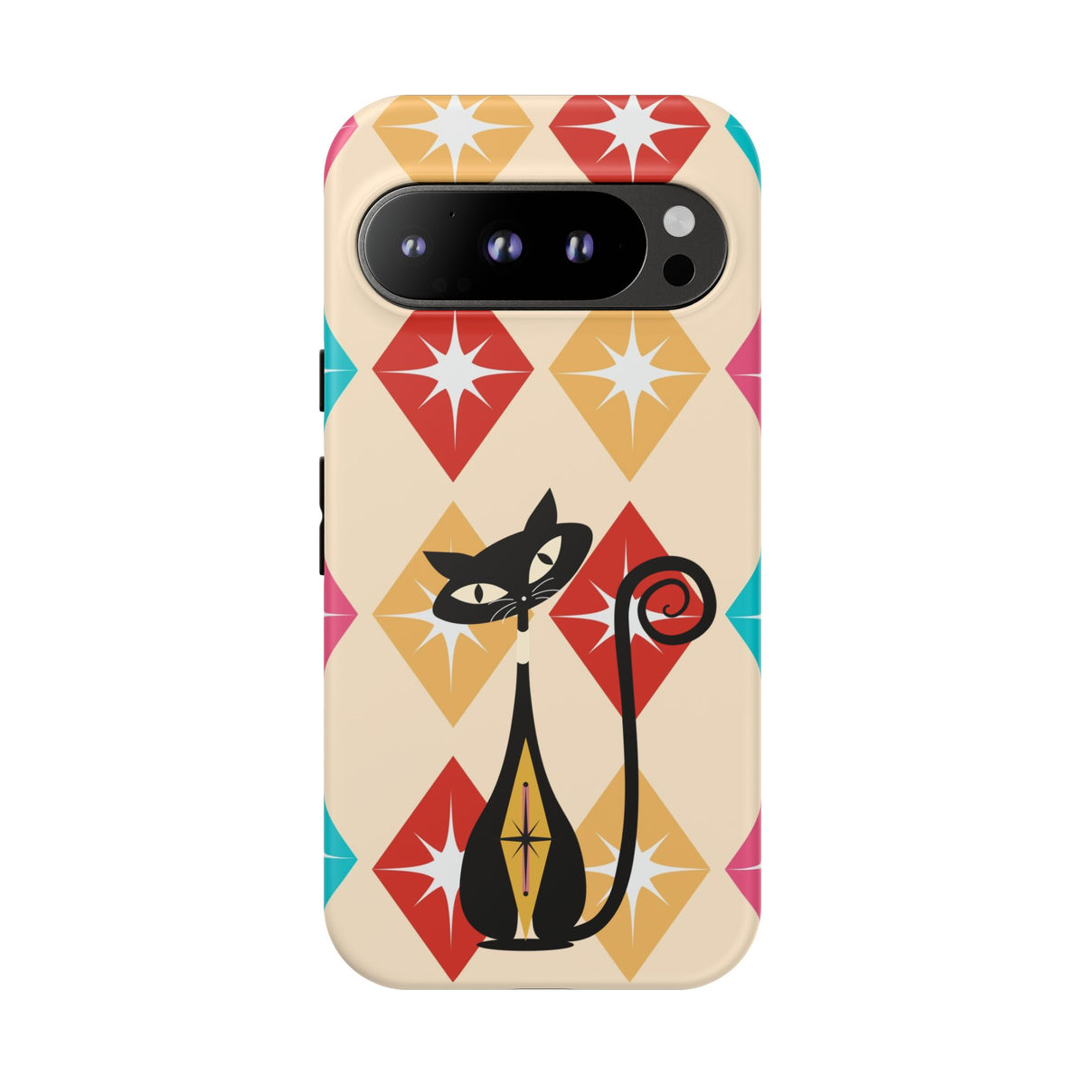 Mid Century Modern Atomic Cat, Atomic 50s Diamonds Retro Phone Tough Cases