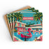 Old Palm Springs California, 50s Flamingo, Atomic Cats Kitschy MCM Barware  Coaster Set - Vintage Tropical Drink Drinkware - Mid Century Modern Gal
