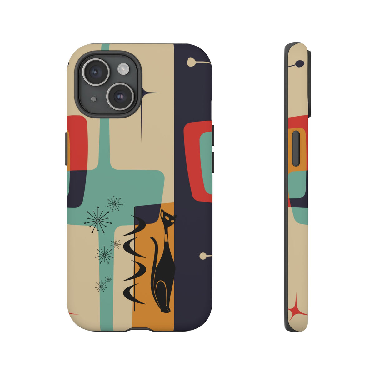 Mid Century Modern, Geometric, Atomic Cat Groovy Smart Phones Tough Phone Cases