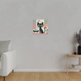 Mid Century Modern Atomic Kitty Cat, Pink, Kitschy Mod Matte Canvas - Mid Century Modern Gal