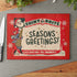 Shiny Brite 50s Mid Century Modern Kitschy Christmas Cheese Board, Holiday Entertaining Glass Cutting Board - Mid Century Modern Gal