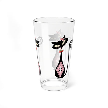 Atomic Cat, Strawberry Love Whimsical Cat Mixing Glass - Perfect for Cat Lovers &amp; Entertaining