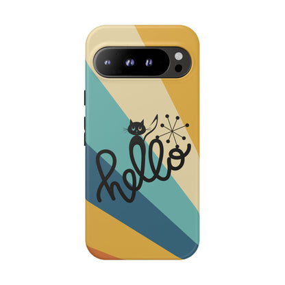 Atomic Groovy Cat, Retro, Kitschy, Hello Starburst, Mid Mod Smart Phone Tough Phone Cases
