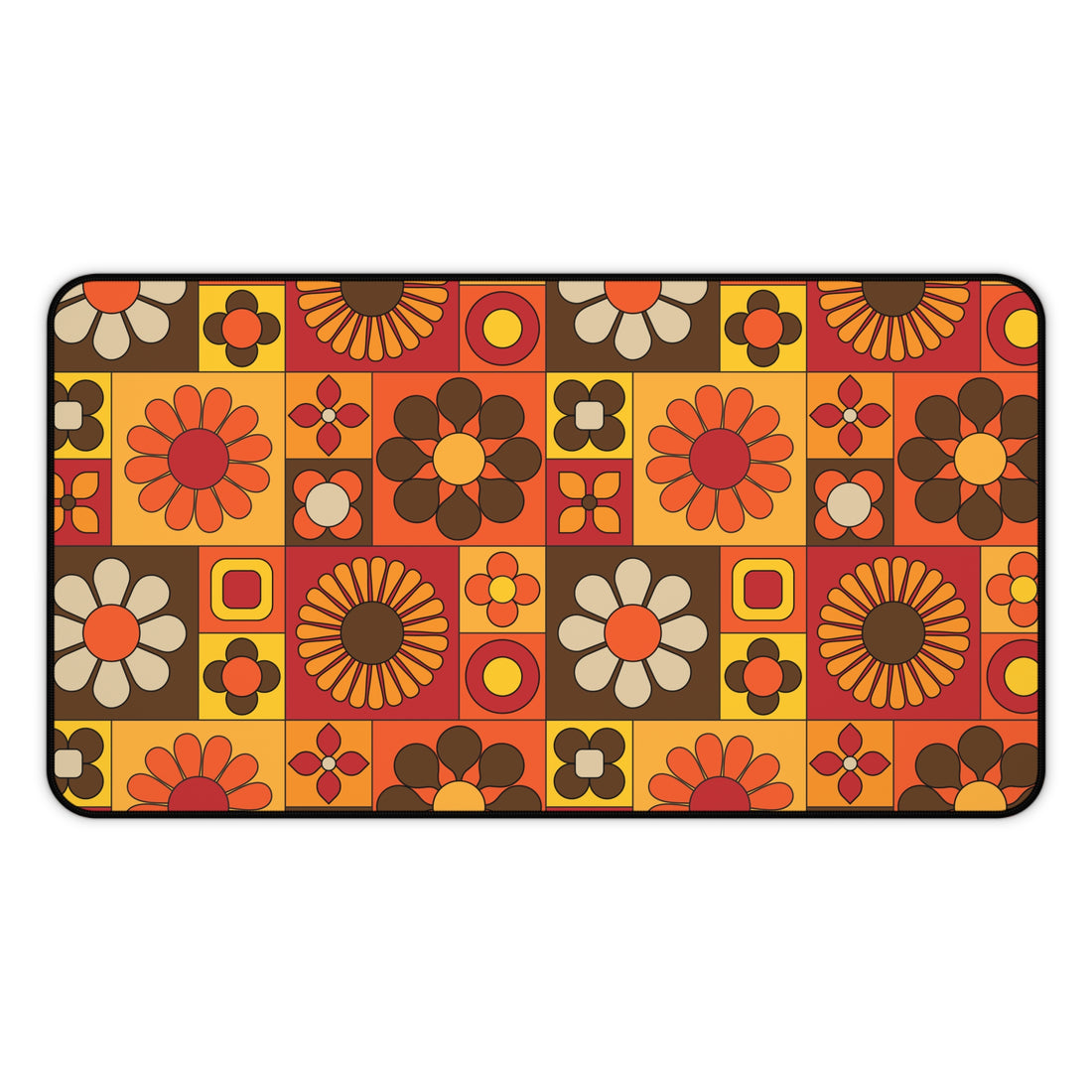 Retro Floral Flower Power Desk Mat - Vibrant and Stylish Mid Mod Desk Decor - Mid Century Modern Gal