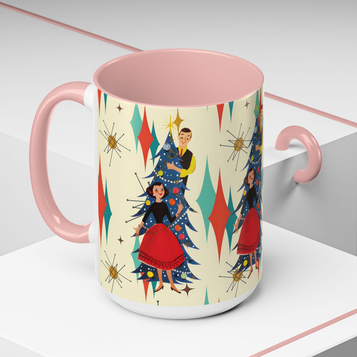 Mid Century Modern 50s Kitsch Christmas Starburst Coffee Mug - Mid Century Modern Gal