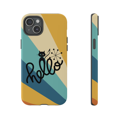 Atomic Groovy Cat, Retro, Kitschy, Hello Starburst, Mid Mod Smart Phone Tough Phone Cases
