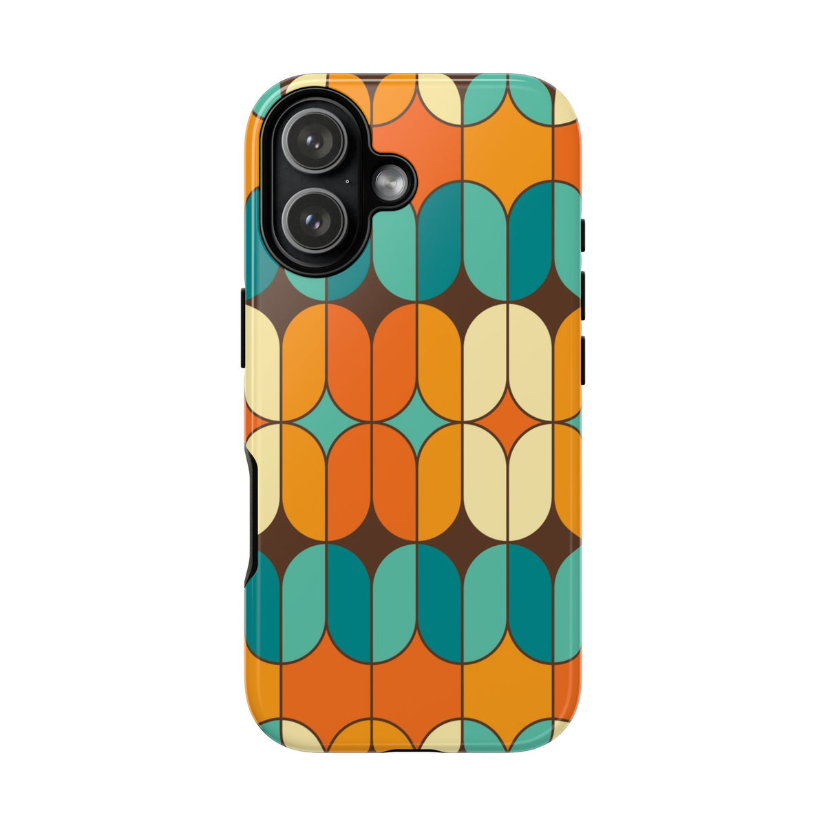 Mid Century Modern Orange, Teal Geometric Mod Designed Tough Phone Case