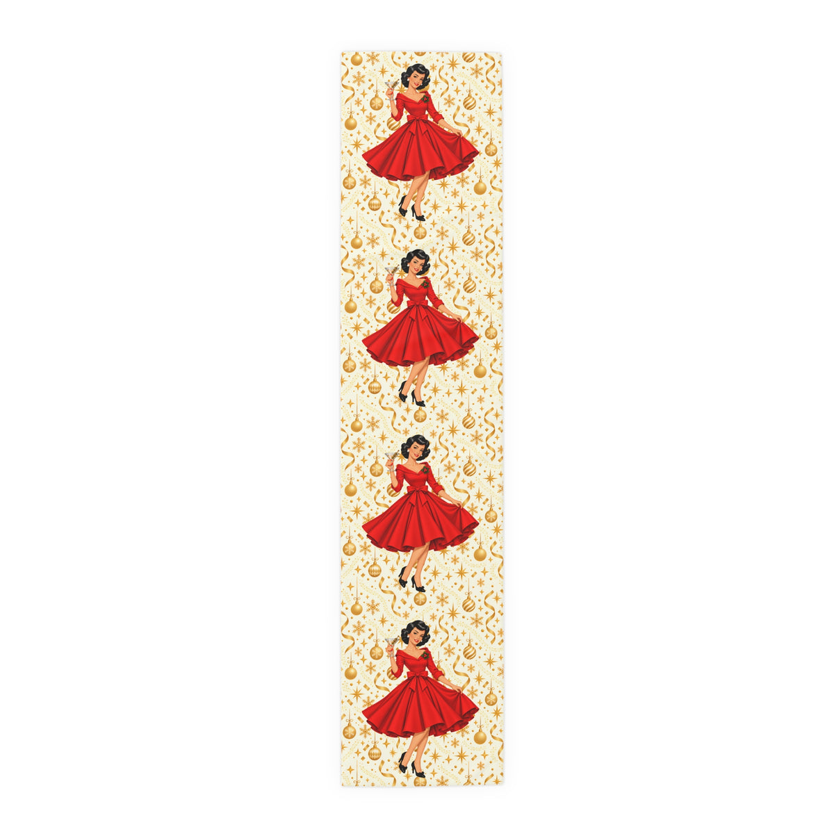Mid Century Modern Christmas Martini Gal Table Runner