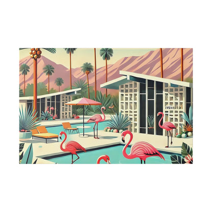 50s Mid Century Modern Wall Art, Palm Springs Flamingo Breeze Block MCM Art