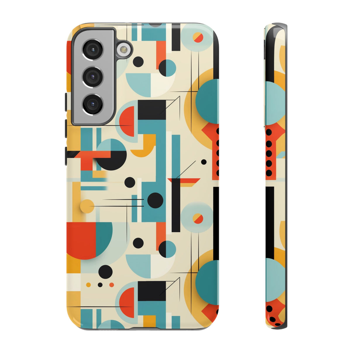 Bauhaus Designed Mid Mod Geometric Groovy Smart Phone, iPhone, Samsung Compatible Tough Cases - Mid Century Modern Gal