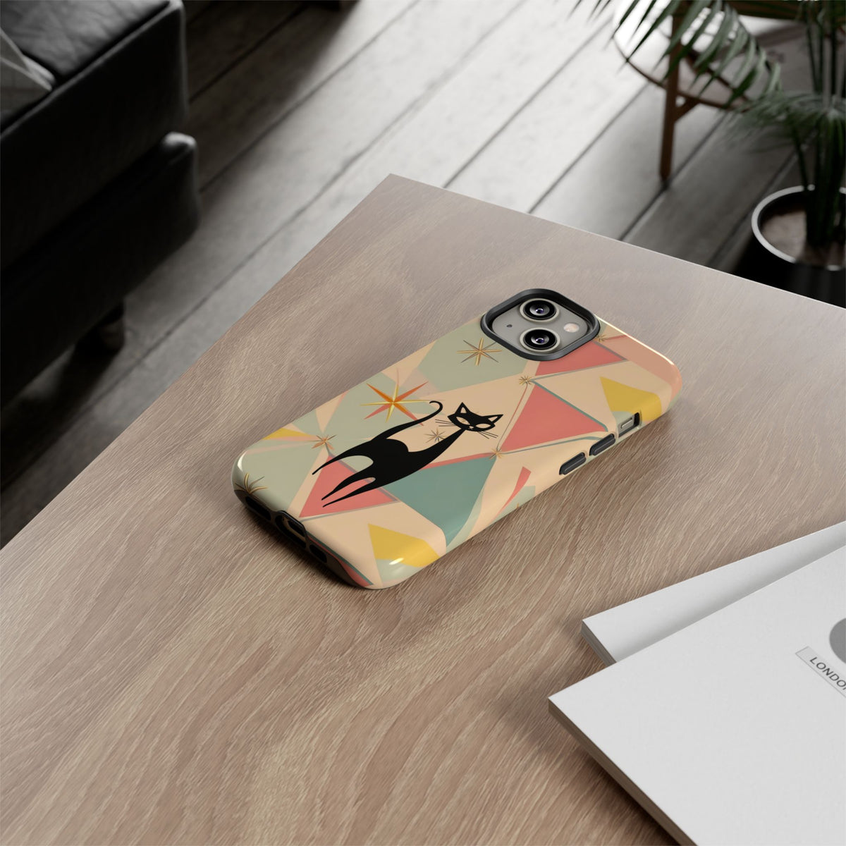 Atomic Cat Mid Mod Retro Cat Phone Case | Tough Cases with Vintage Vibe | Ideal for Cat Lovers