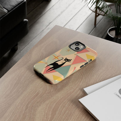 Atomic Cat Mid Mod Retro Cat Phone Case | Tough Cases with Vintage Vibe | Ideal for Cat Lovers