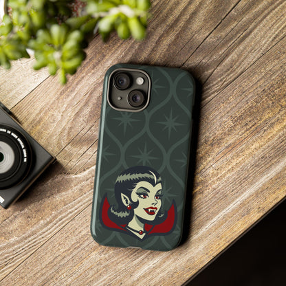 Vampire Dracula Girl Halloween Goth Horror Buff MCM Green Tough Phone Case
