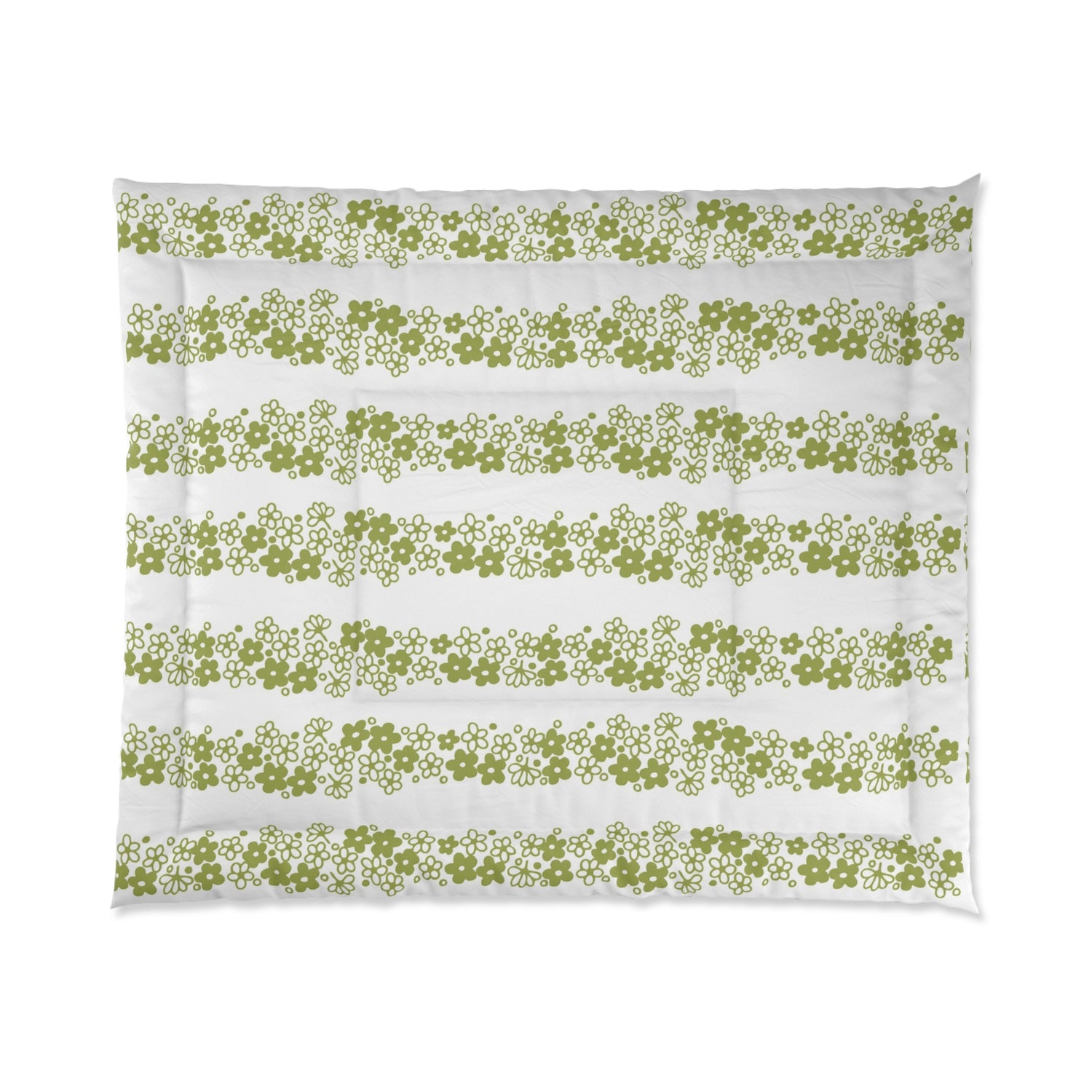 Pyrex Crazy Daisy Spring Blossom Retro Botanical Green Floral Comforter - Mid Century Modern Gal