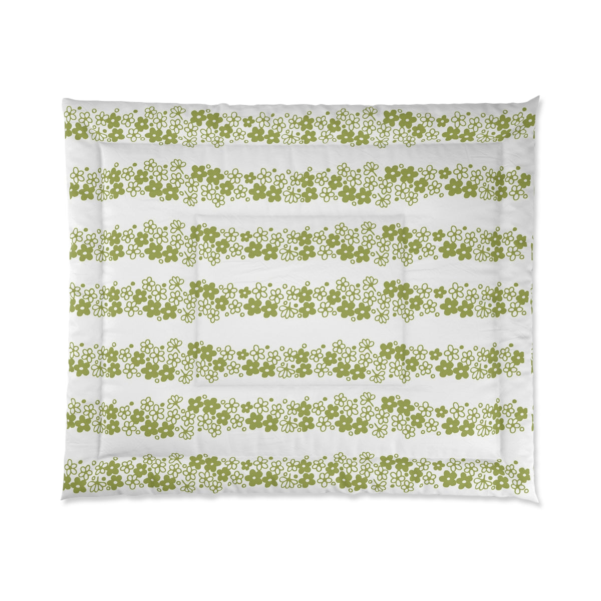 Pyrex Crazy Daisy Spring Blossom Retro Botanical Green Floral Comforter - Mid Century Modern Gal