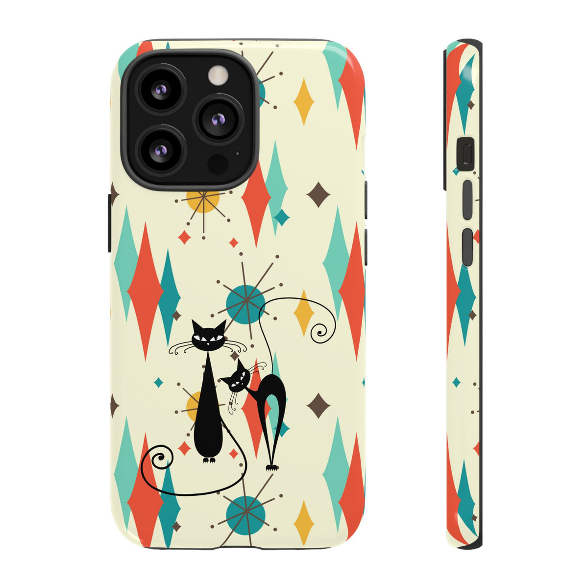 Atomic Kitty Cat, Mid Mod Franciscan Pattern, Kitsch Tough Phone Cases