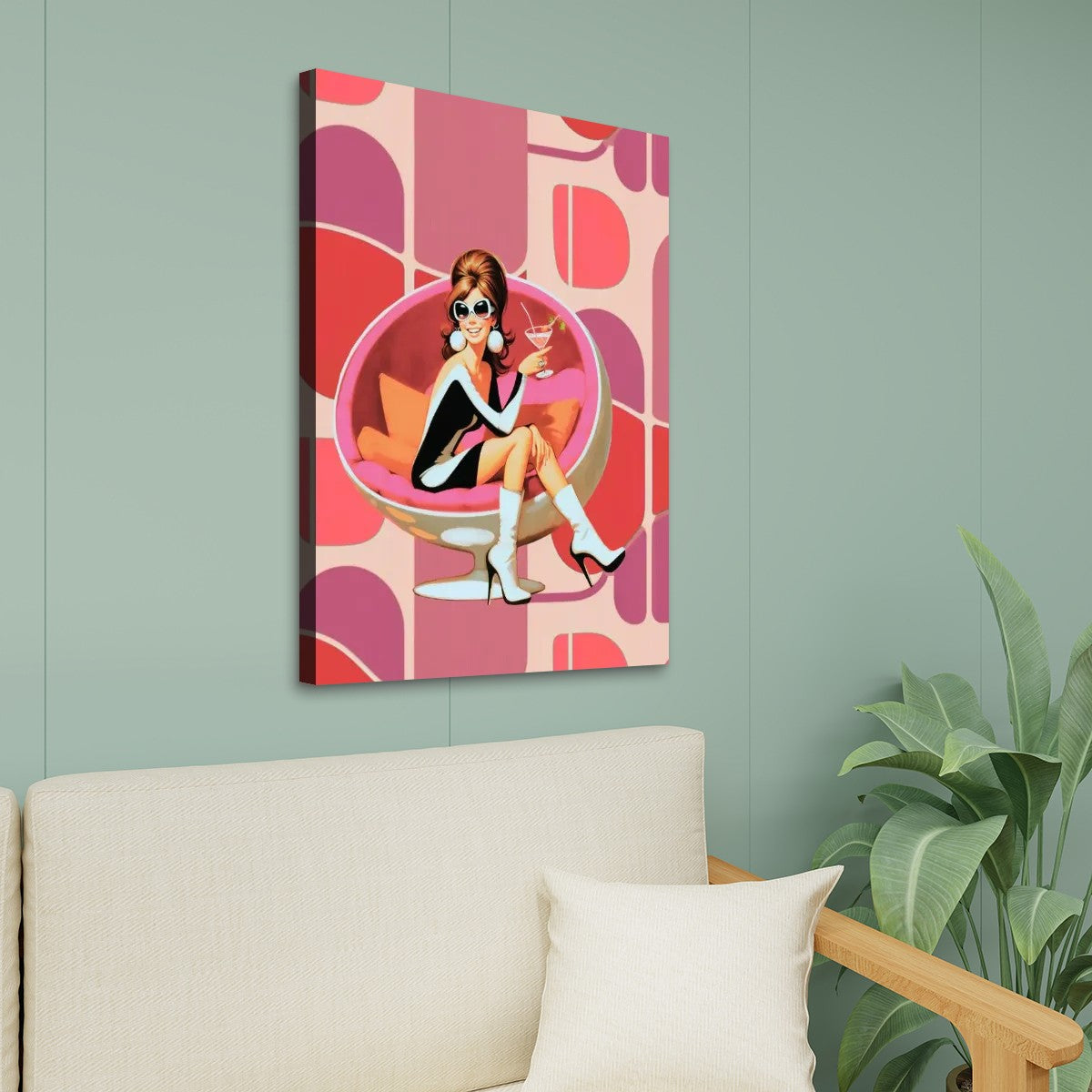 Mid Century Modern Groovy Mod 60s Gal Wal Art - Mid Century Modern Gal