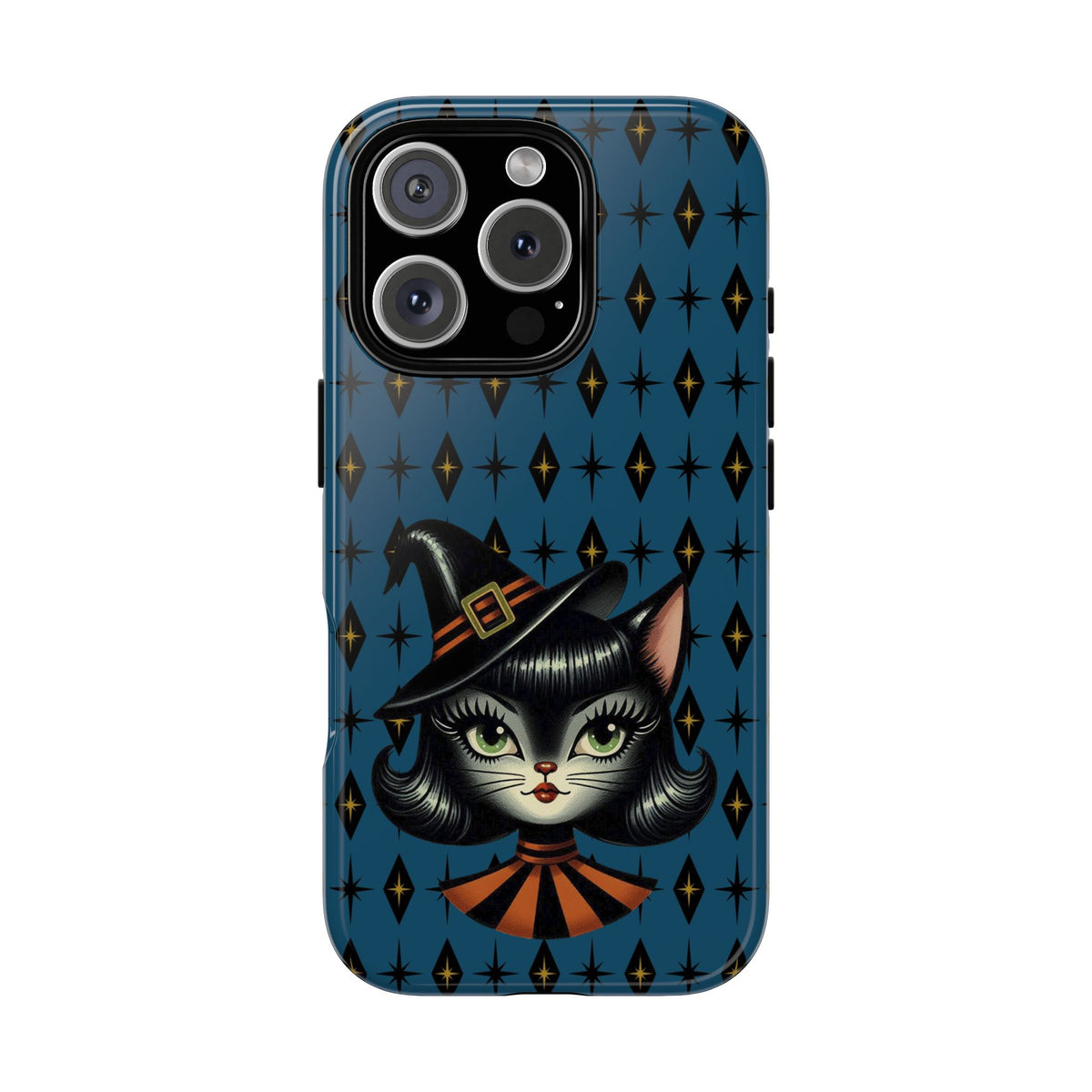 Vintage Halloween Black Cat Sexy Sexton Mid Century Modern Blue Tough Phone Case