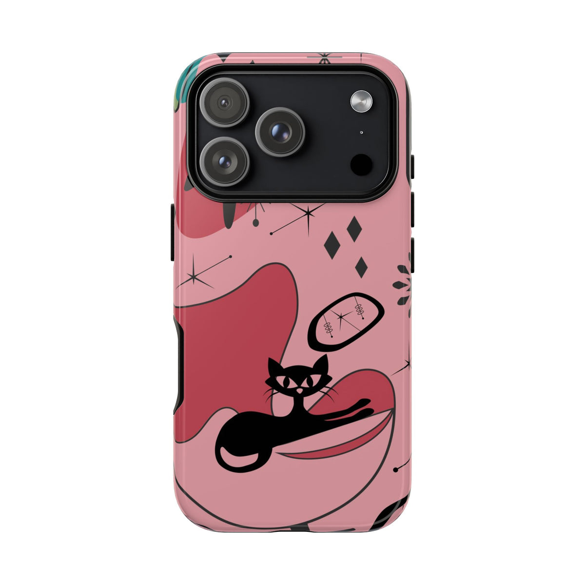 Atomic Cat, Pink Mid Century Modern, Egg Chair, Space Cat Tough Phone Case