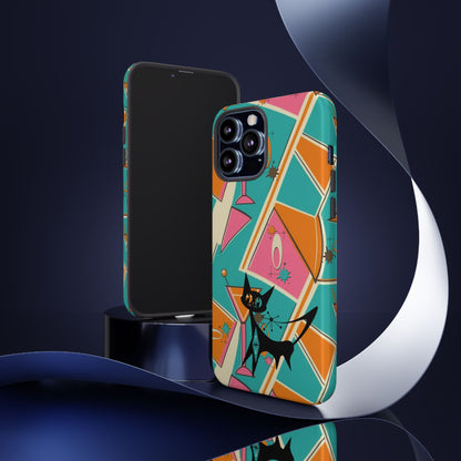 Atomic Cat Mid Mod Retro Cat Phone Case - Tough Cases for Stylish Cat Lovers